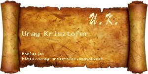 Uray Krisztofer névjegykártya
